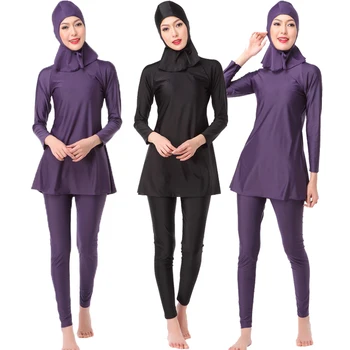 3PCS Plus Velikost Muslimanske Ženske Kopalke Skromno Polno Kritje Dolg Rokav Kopalke Islamske Hidžab Islam Burkinis Plaži Nositi kopalke
