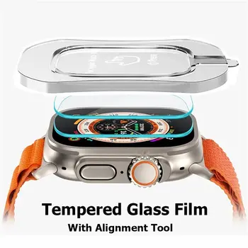 S Poravnavo Orodje, Kaljeno Steklo Film Kaljeno Enostavno Namestite Komplet Zaščitno folijo Pribor za Apple Watch Ultra 1/2 49 mm