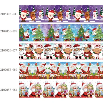 tiskani Božični Okraski, božiček in snežak grosgrain trakovi(50 jardov/veliko) Promocijska cena 16 mm 22 mm 25 mm 38 mm 50 mm 75 mm