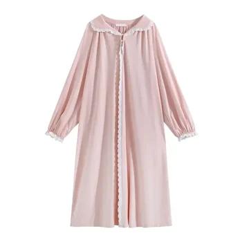 Vintage Plašč Nightgown Rokav Viktorijanski Dolgo Ohlapno Princesa Obleko Jutranje Peignoir Noč Bombaž Obleke Ženske More Sleepwear